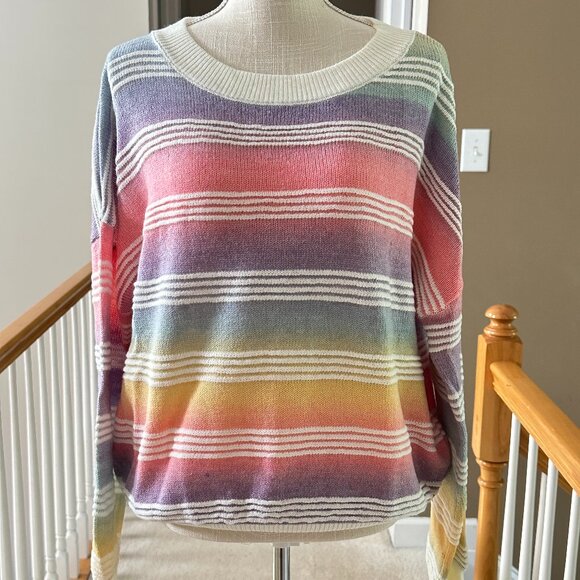 SHEIN Curve Plus EZ Wear Striped Pattern Ombre Drop Shoulder Sweater Size 2x - Picture 4 of 7